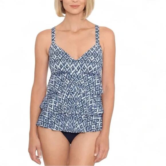 Swim Solutions Fauxkini One-Piece Swimsuit NWT - Picture 1 of 4